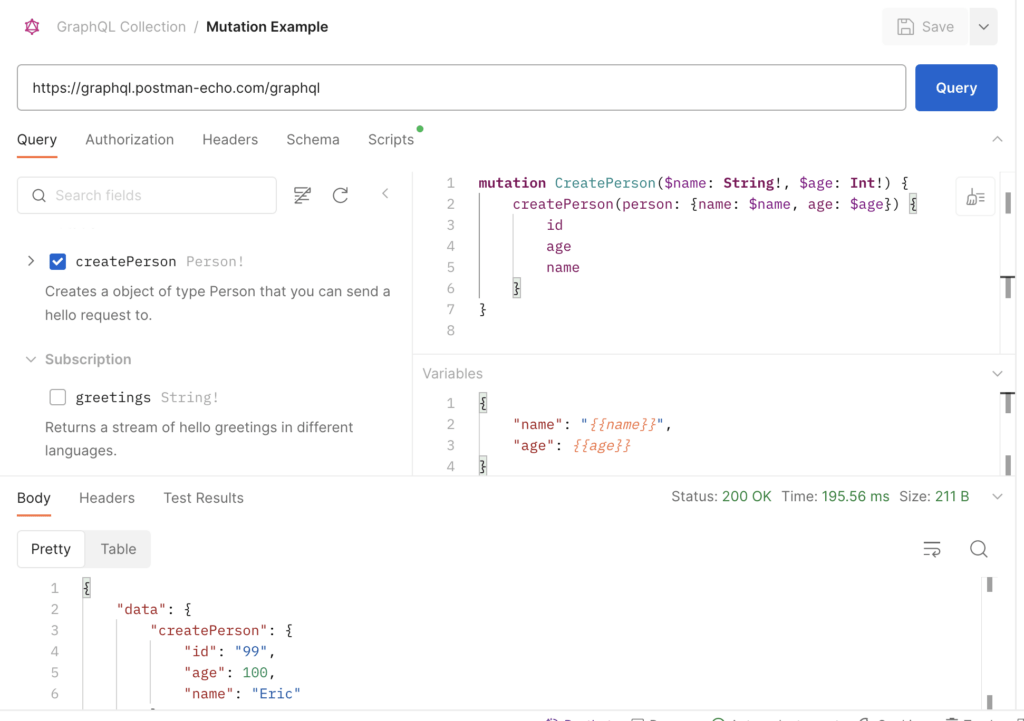 在 Postman 中使用变量进行动态 GraphQL 突变执行。